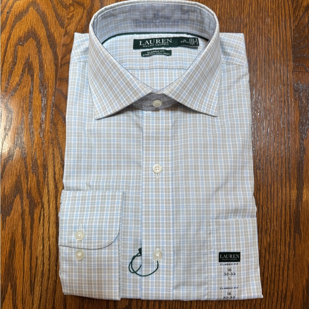 Lauren Ralph Lauren Blue Dress Shirt with Spread Collar